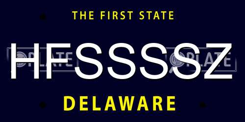 HFSSSSZ Delaware License Plate