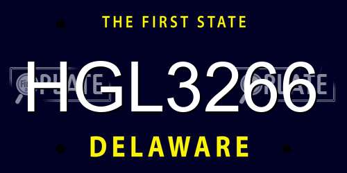 HGL3266 Delaware License Plate