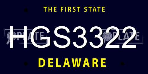 HGS3322 Delaware License Plate