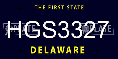 HGS3327 Delaware License Plate