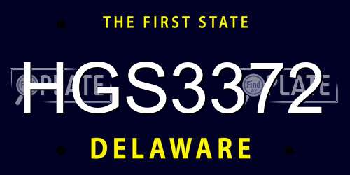 HGS3372 Delaware License Plate