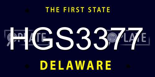 HGS3377 Delaware License Plate