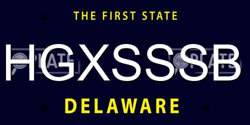 HGXSSSB Delaware License Plate
