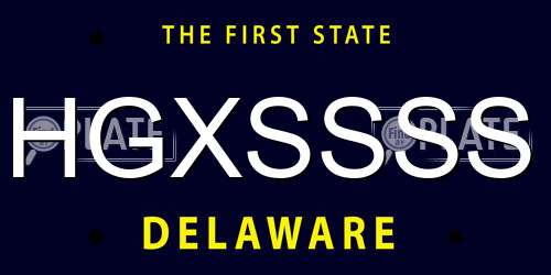 HGXSSSS Delaware License Plate