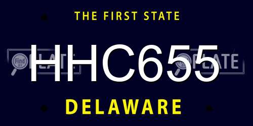 HHC655 Delaware License Plate