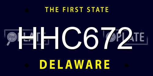 HHC672 Delaware License Plate