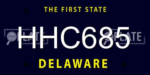 HHC685 Delaware License Plate