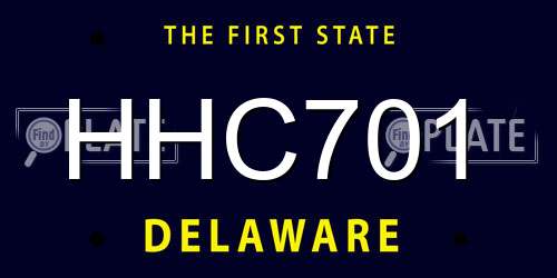HHC701 Delaware License Plate