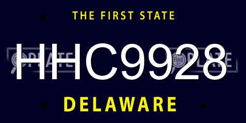 HHC9928 Delaware License Plate
