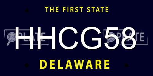 HHCG58 Delaware License Plate