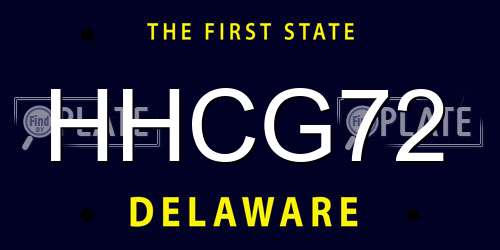 HHCG72 Delaware License Plate
