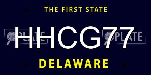 HHCG77 Delaware License Plate