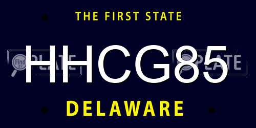 HHCG85 Delaware License Plate