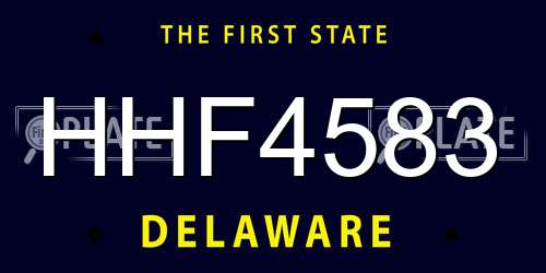 HHF4583 Delaware License Plate