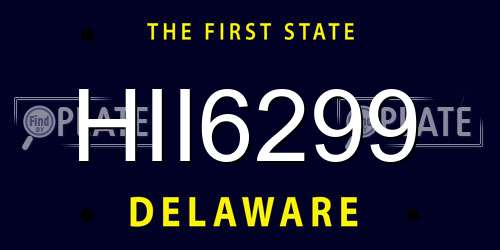 HII6299 Delaware License Plate