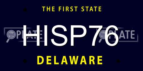 HISP76 Delaware License Plate