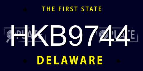 HKB9744 Delaware License Plate