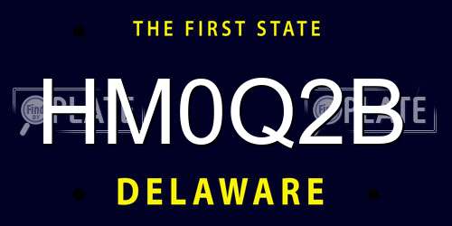 HM0Q2B Delaware License Plate