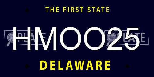 HMOO25 Delaware License Plate