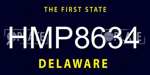 HMP8634 Delaware License Plate