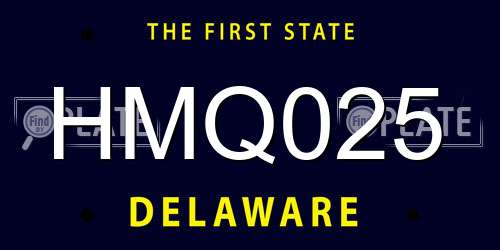 HMQ025 Delaware License Plate