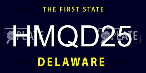 HMQD25 Delaware License Plate