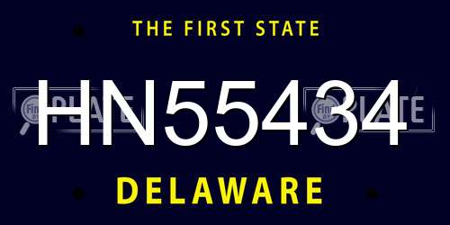 HN55434 Delaware License Plate