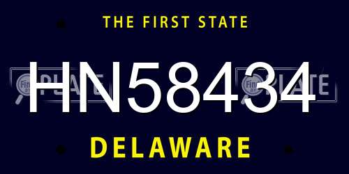 HN58434 Delaware License Plate