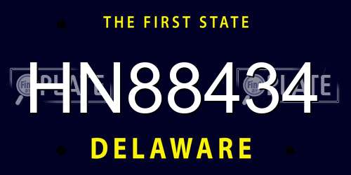 HN88434 Delaware License Plate