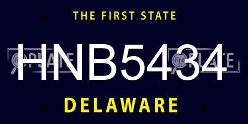 HNB5434 Delaware License Plate