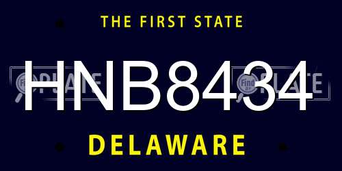 HNB8434 Delaware License Plate