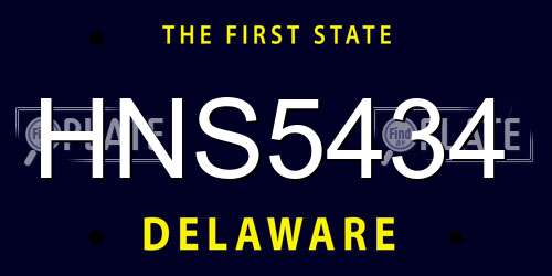 HNS5434 Delaware License Plate