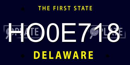 HO0E718 Delaware License Plate
