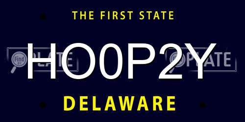 HO0P2Y Delaware License Plate