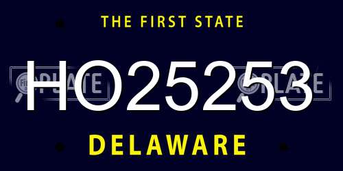 HO25253 Delaware License Plate