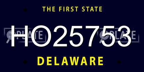HO25753 Delaware License Plate