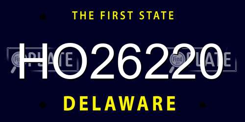 HO26220 Delaware License Plate