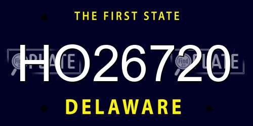 HO26720 Delaware License Plate