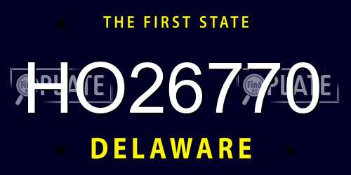 HO26770 Delaware License Plate