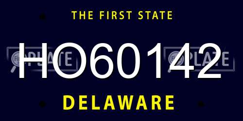 HO60142 Delaware License Plate