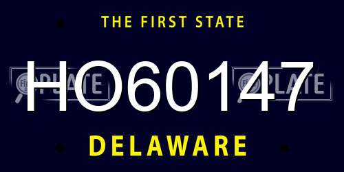 HO60147 Delaware License Plate