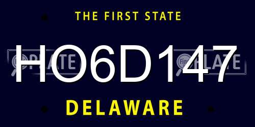 HO6D147 Delaware License Plate