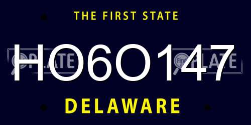 HO6O147 Delaware License Plate