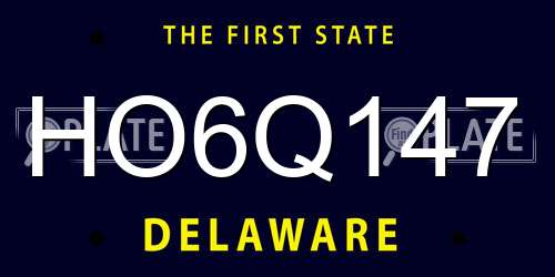 HO6Q147 Delaware License Plate