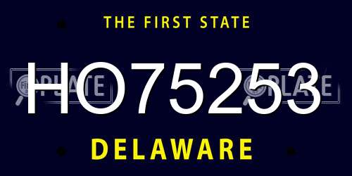 HO75253 Delaware License Plate