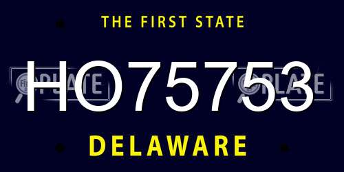 HO75753 Delaware License Plate