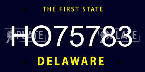 HO75783 Delaware License Plate