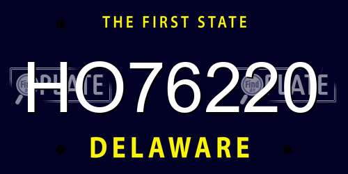 HO76220 Delaware License Plate