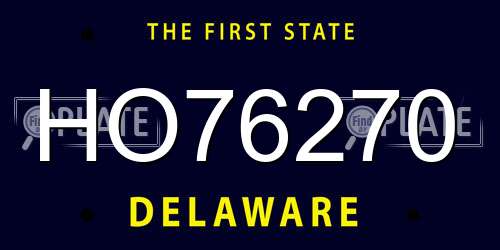 HO76270 Delaware License Plate