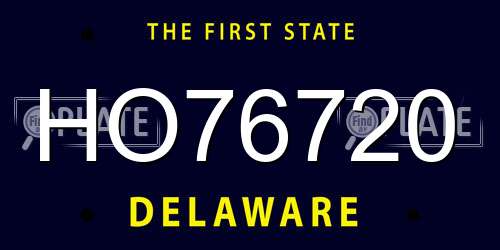 HO76720 Delaware License Plate